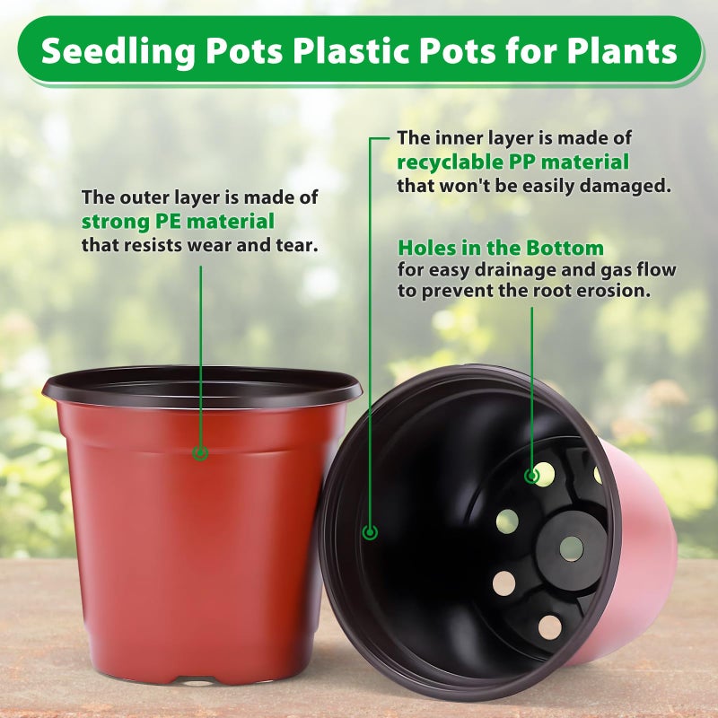 Sfee 100 Pack Plant Nursery Pots 4 inch Plastic Plant Pots, Soft Durable Reusable Seed Starting Pots for Succulents Plants Vegetables Fruits Seedlings Cuttings Transplanting with 100 Plant Labels - Image 4